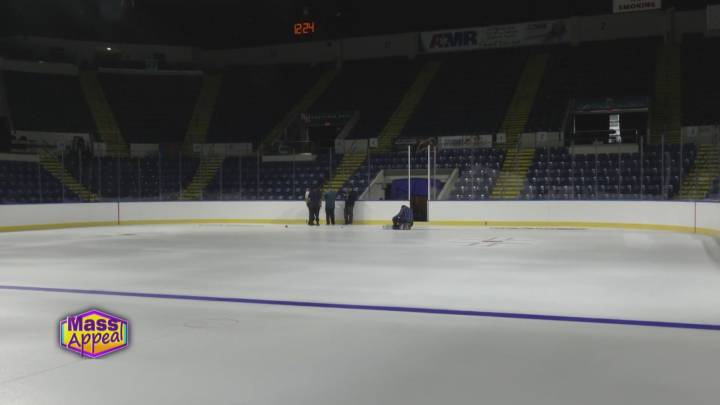 Get a behind-the-scenes look at the ice rink installation at the MassMutual Center