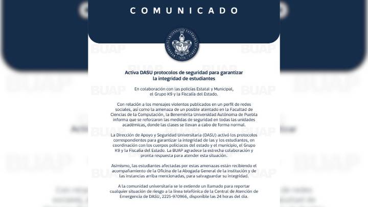 Refuerza BUAP seguridad tras amenazas en redes sociales