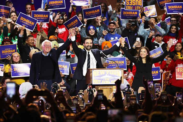 New York mayoral candidate Zohran Mamdani rallies voters with support from Bernie Sanders and AOC