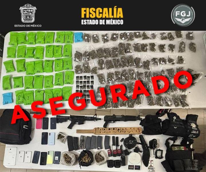 Golpe al crimen organizado: Logran detener a ocho sujetos en Malinalco; aseguran armas, uniformes tácticos y drogas