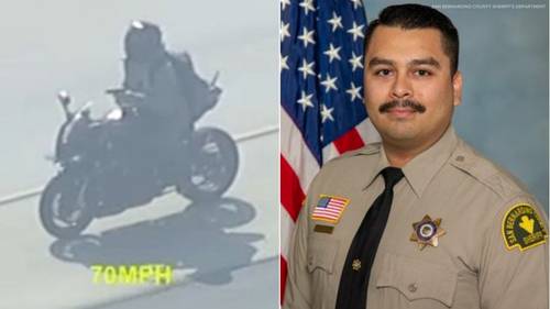 San Bernardino County Sheriff's Deputy Andrew Nuñez mourned with flags flying at half