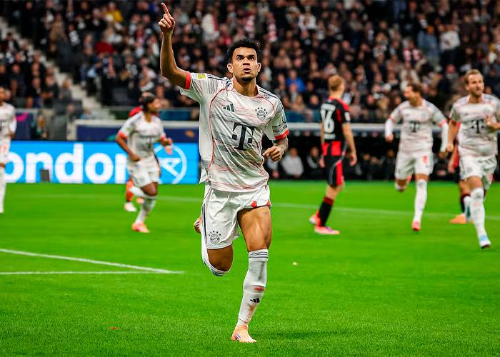 Lucho Díaz, doblete y asistencia para la goleada del Bayern Múnich 3×0 sobre Eintracht Frankfurt