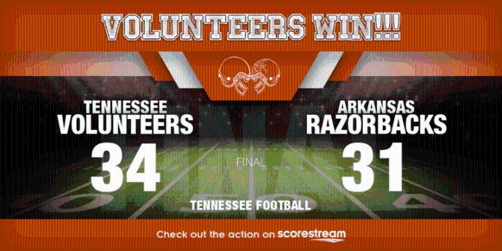 Volunteers Hold Off Razorbacks in 34