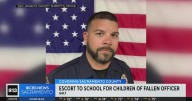 Law enforcement officials escort children of fallen officer to school in Galt