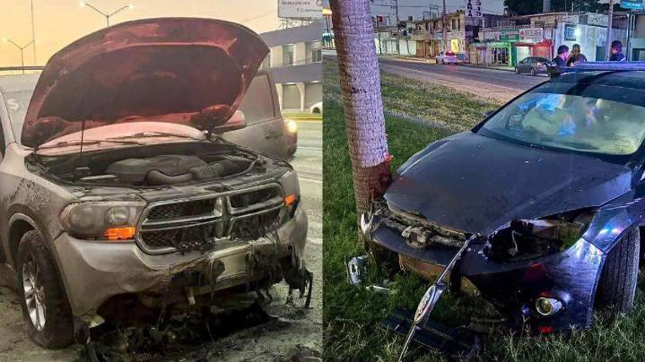 Una camioneta chocada y un auto incendiado, el saldo de esta madrugada en la zona norte de Tampico