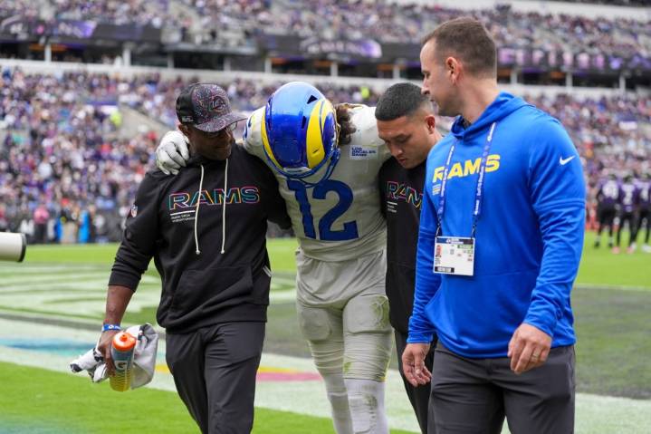 Rams’ Puka Nacua injures ankle in win over Ravens