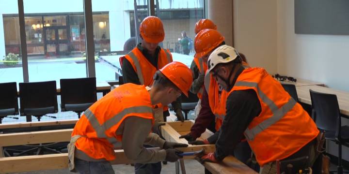 Virginia Tech students volunteer with Habitat for Humanity to help build affordable home