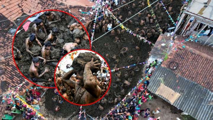 Gorehabba, la tradición india que cierra el final del Festival de las Luces lanzándose unos a otros estiércol de vaca bendecido
