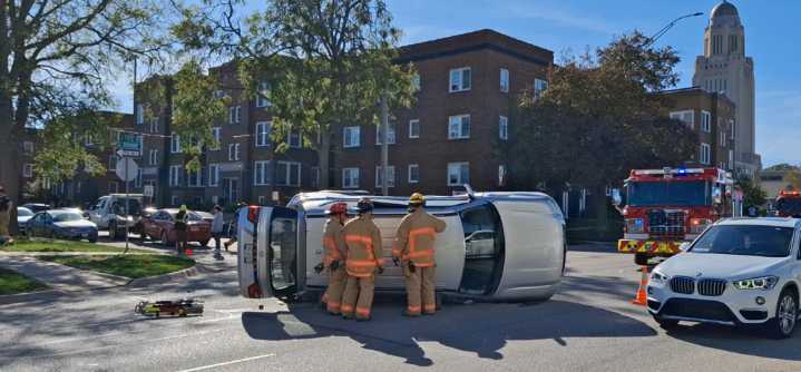 Crews on the scene of rollover crash in downtown Lincoln