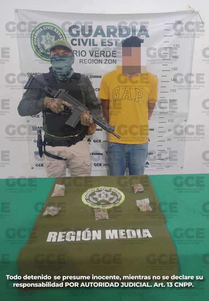 Detienen a hombre con droga en Rioverde