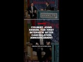 Colbert joins Kimmel for first interview after cancellation