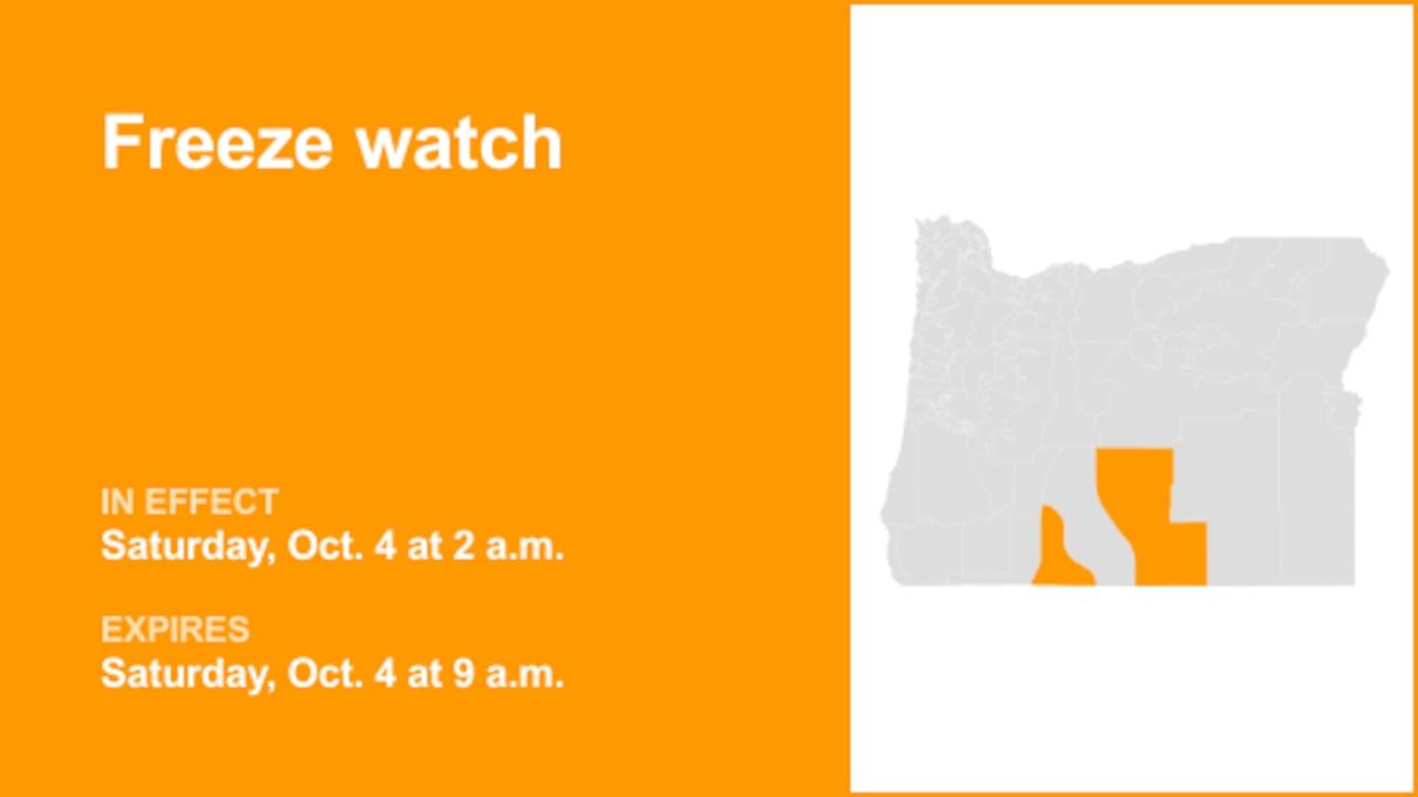 Freeze watch affecting Klamath Basin and Central and Eastern Lake County Saturday