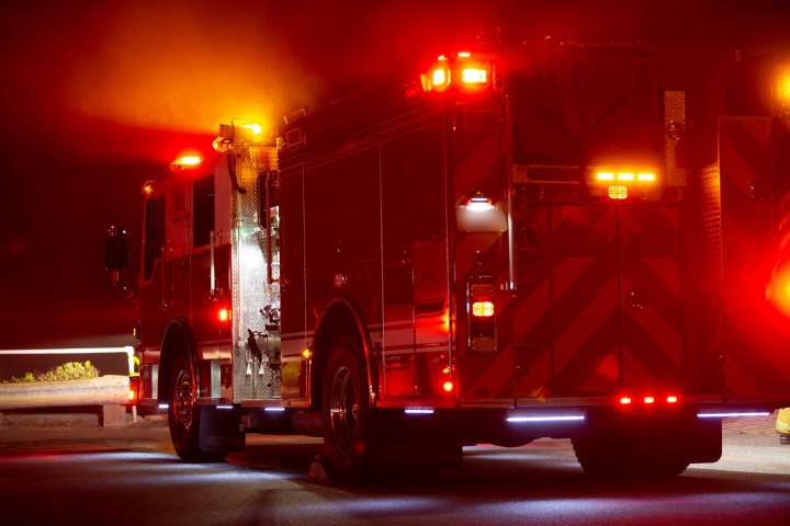 Firefighters battle flames at Hartford Township home