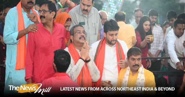 Union Minister Dharmendra Pradhan offers ‘Usha Arghya’ on conclusion of Chhath Puja