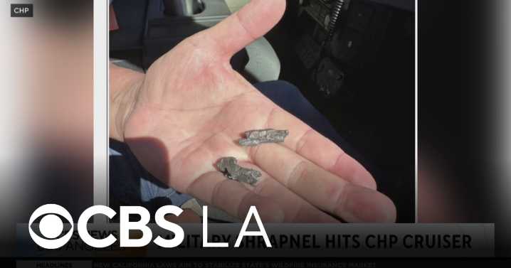 Shrapnel from artillery round fired over I-5 falls onto CHP cruiser, department says