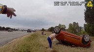 Video muestra dramático rescate de un bebé atrapado dentro de un auto volcado en Texas