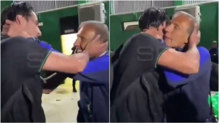 La emoción de Pulpo González en el abrazo con Russo en su último paso por San Juan