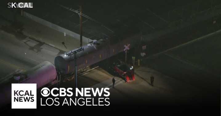 Firefighters rescue driver after truck collides with train in LA County