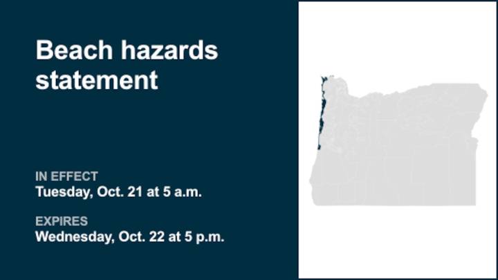Beach hazards statement for Oregon until early Wednesday evening
