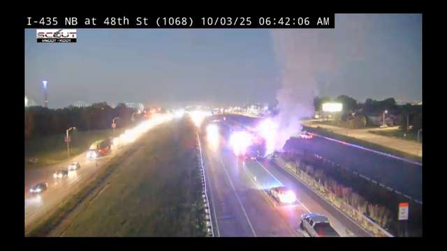 Friday Morning Fire Shuts Down Both Sides of I-435 Between 48th and Parvin