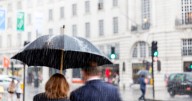 How long does heavy rain and 48mph wind warning in London last for tomorrow?