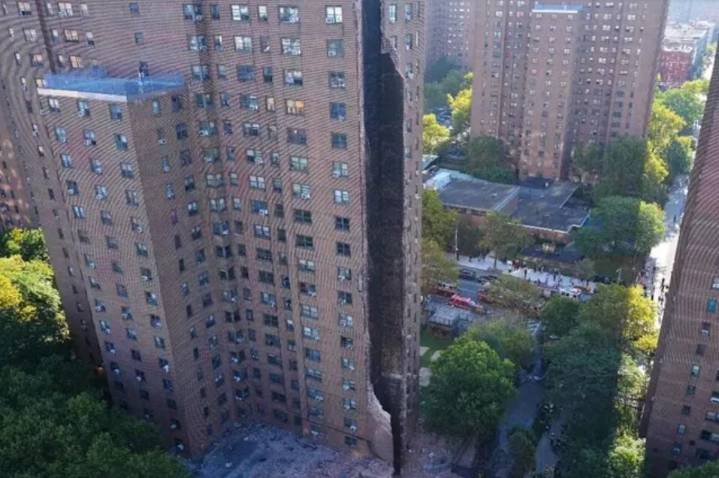 Explosión derrumba parte de edificio en Nueva York