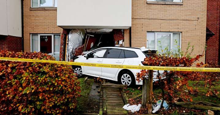 Video of car crashed into Bishopbriggs home shows extent of damage as front door caved in