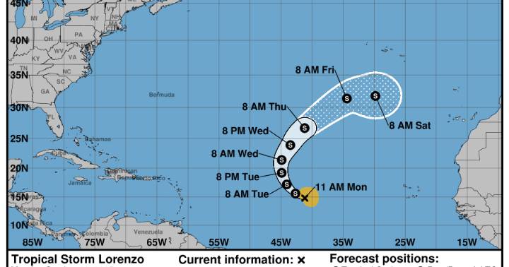 Tormenta Lorenzo se mantiene lejos del Caribe y no afectará a Puerto Rico