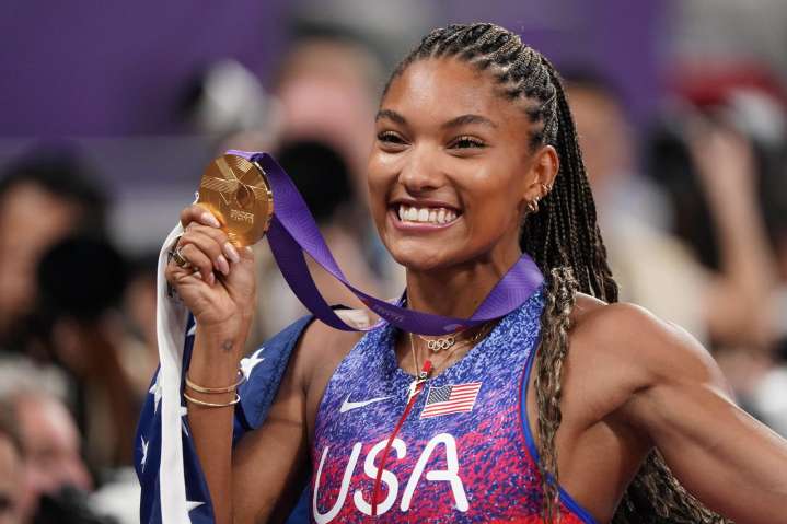 Tara Davis-Woodhall Makes Honest Track Confession From Times Square Before Athlos NYC