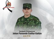 Él es Johan Cuellar Gaitán, soldado asesinado en ataque terrorista de las disidencias en el sur del Cauca