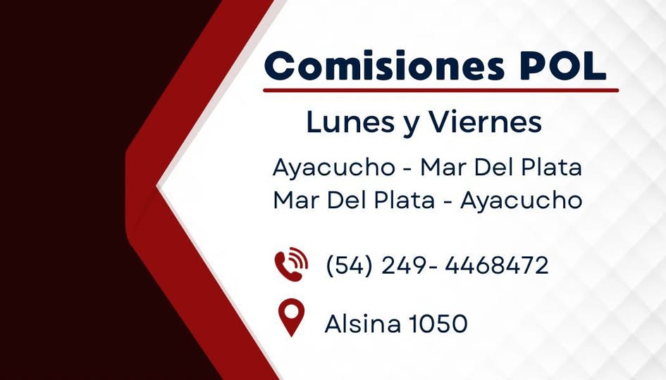 Comisiones Pol de Ariel Polpadre viaja los días lunes y viernes a Mar del Plata