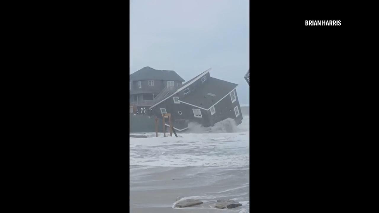 Five homes collapse into the surf of the Outer Banks as hurricanes rumble in Atlantic
