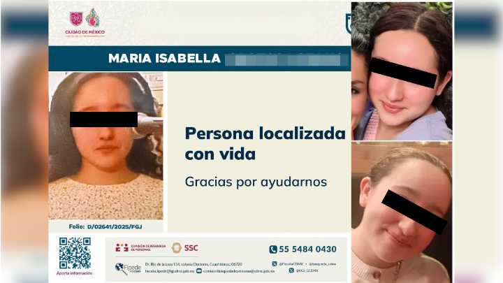 Tras 36 días, localizan con vida a María Isabella, menor reportada como desaparecida después de tomar un camión