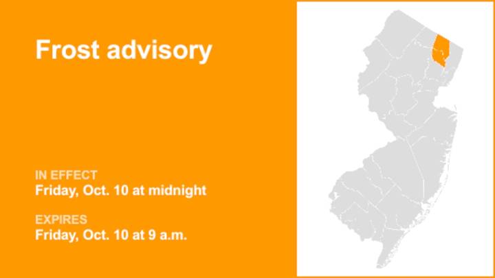 Update: Frost advisory for Passaic and Bergen counties for Friday