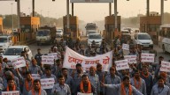 Toll workers protest for Diwali bonus at Agra