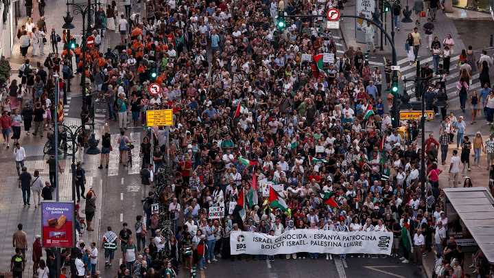 Diez mil personas piden en Valencia el fin del "genocidio" sobre el pueblo palestino