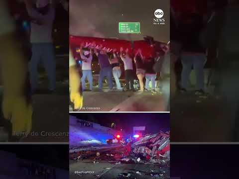 Bystanders help lift helicopter after crash on Sacramento highway