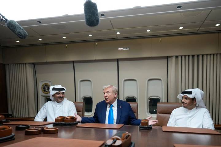 Emir of Qatar joins Trump on Air Force One during trip to Asia