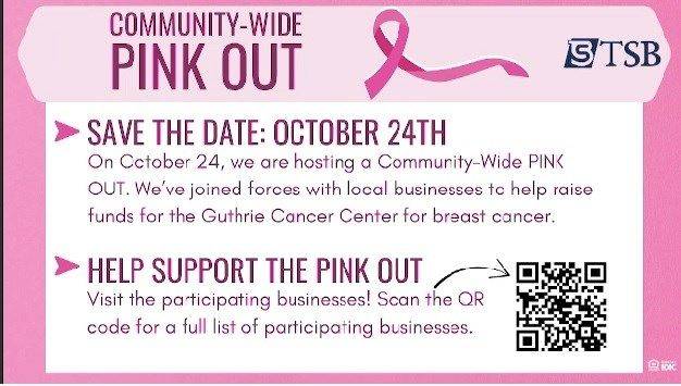 Tioga State Bank Hosts ‘Pink-Out’ Fundraiser to Support Breast Cancer Awareness