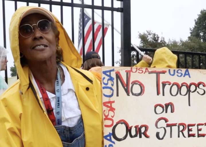 Mighty people at No Kings protest on Tamm Bridge in St. Louis, Missouri