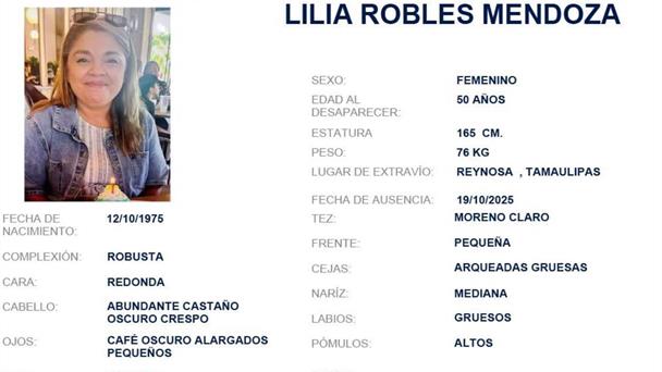 Buscan a Lilia Robles Mendoza, desaparecida en Reynosa
