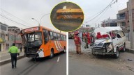 Comas: al menos diez heridos en violento choque frontal entre una combi y un bus de transporte público