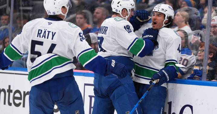 Sherwood has hat trick, DeBrusk scores in shootout as Canucks beat Blues 4