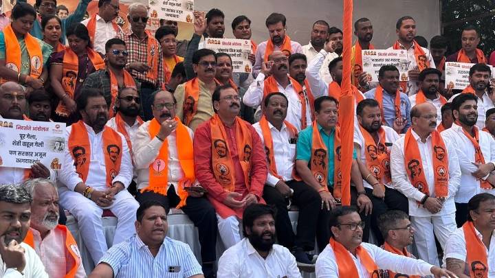 Shiv Sena (UBT) Workers Stage Protest In Nashik Seeking Swift Aid For Flood