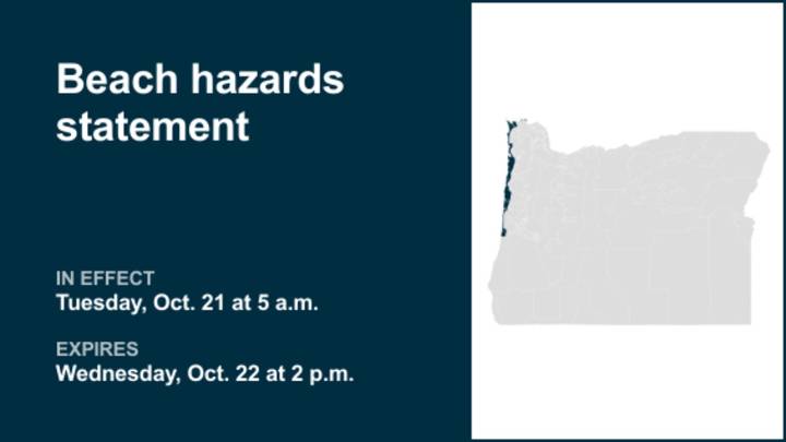 Beach hazards statement issued for Oregon for Tuesday and Wednesday
