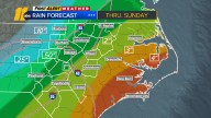 Wet and breezy now, rain clears for Monday