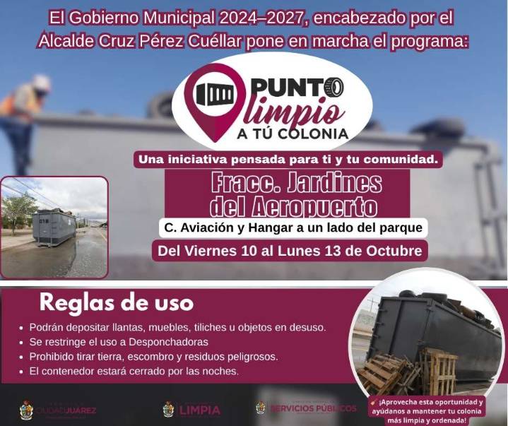 Habilitan tres nuevos Puntos Limpios en Ciudad Juárez para este fin de semana