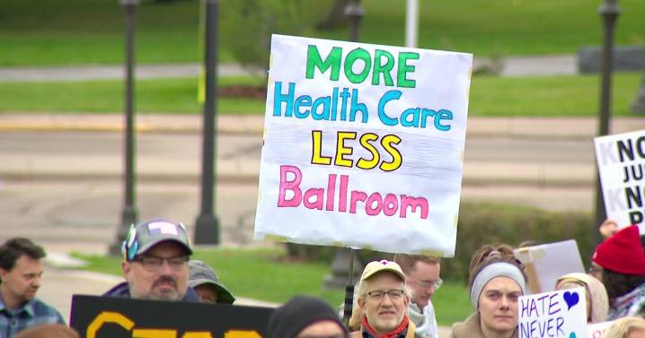 Protest at Minnesota State Capitol over Homeland Security Secretary Krist Noem visit, Trump Administration policies