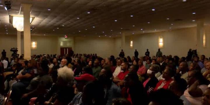 Community members discuss Dutch Square Mall redevelopment project