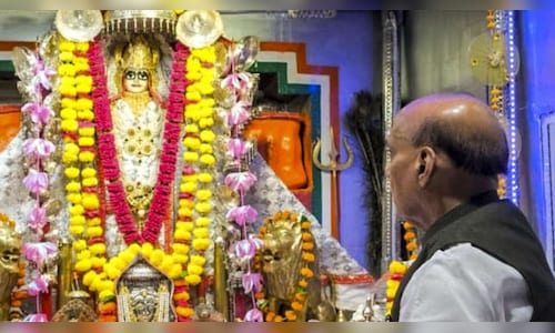 Rajnath Singh offers prayers at Tanot Mata temple in Jaisalmer; inaugurates Shaurya Van in Jaisalmer